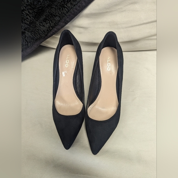 😁 Aldo womens Black Sued high heels size 7 - Picture 4 of 8